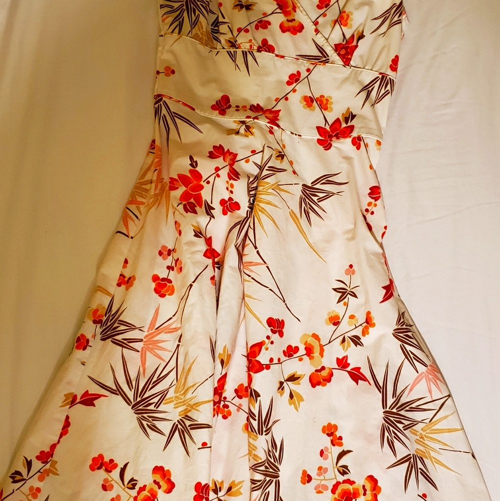 Long white flowy dress with flowers